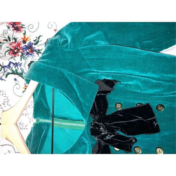 Peter-Pam Green Velvet Twee Midi Sailor Button Down Dress - Picture 3 of 3